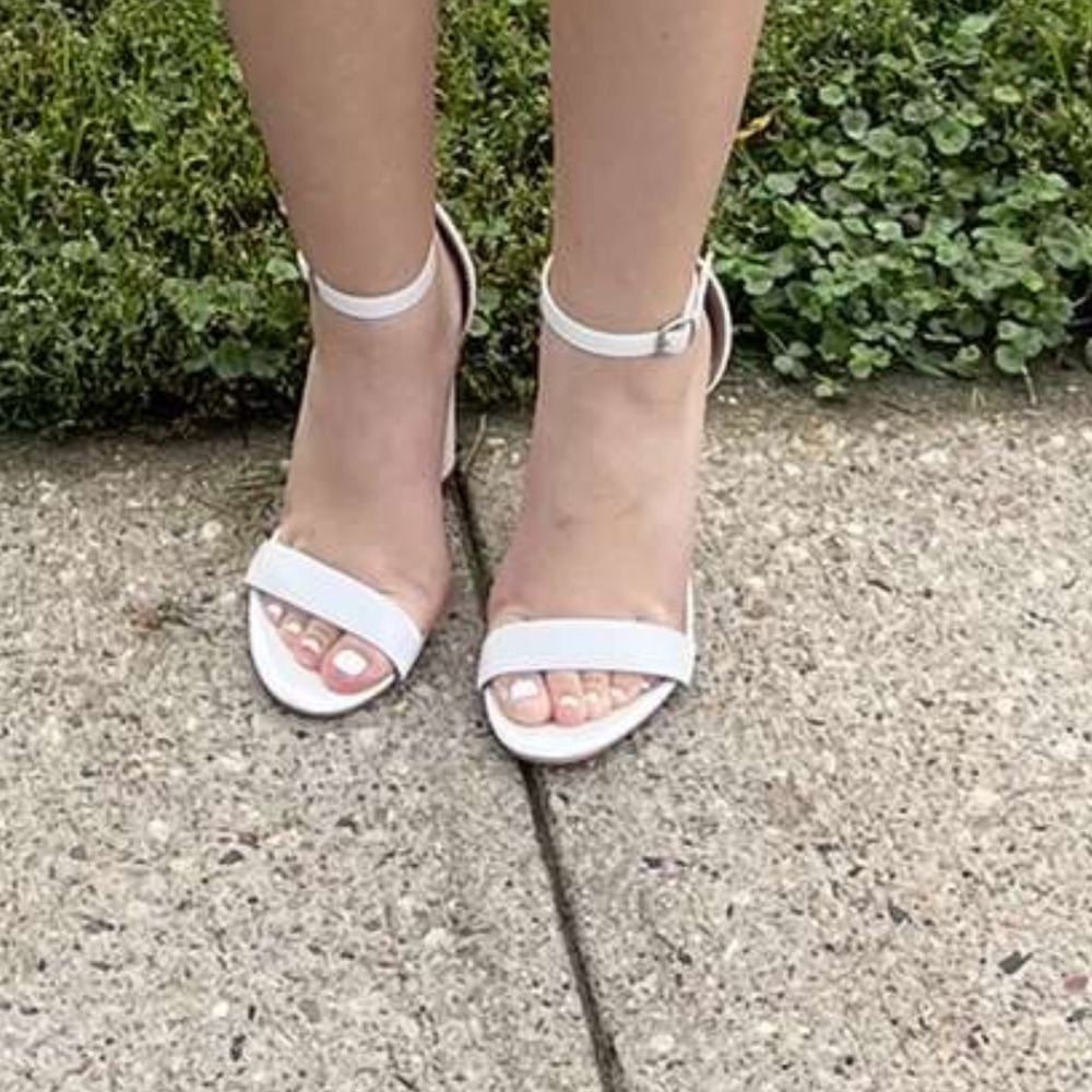White Open Toe Heels Size 6.5